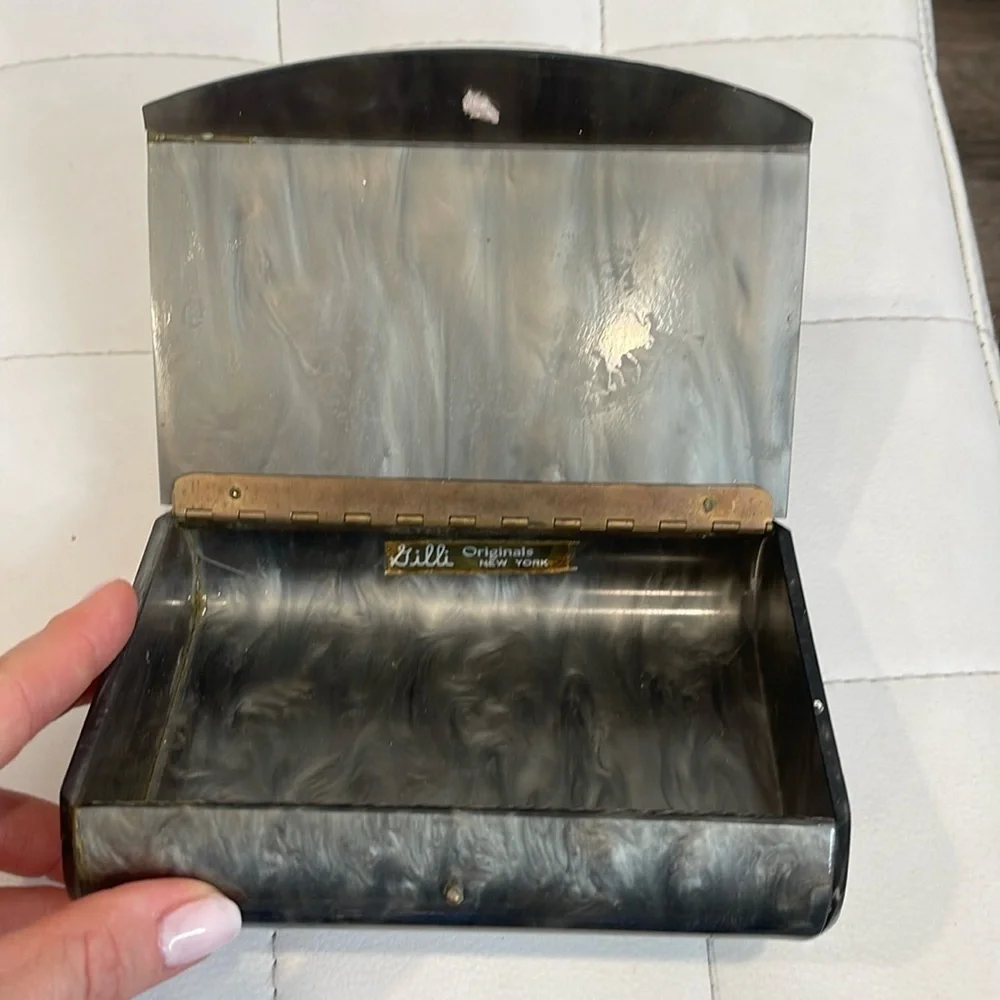 90s Vintage silver/ pewter Clutch Hard Case